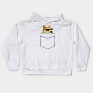 Pocket Doge with Sunglasses Kids Hoodie